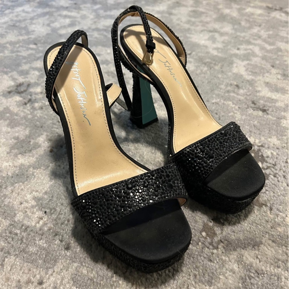 Betsey Johnson Black Glitter Heels